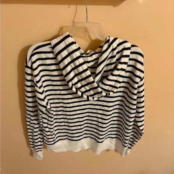 NWT Alex Mill White & Navy Striped Double Weave Hoodie - Picture 5 of 8
